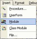 Insert module menu